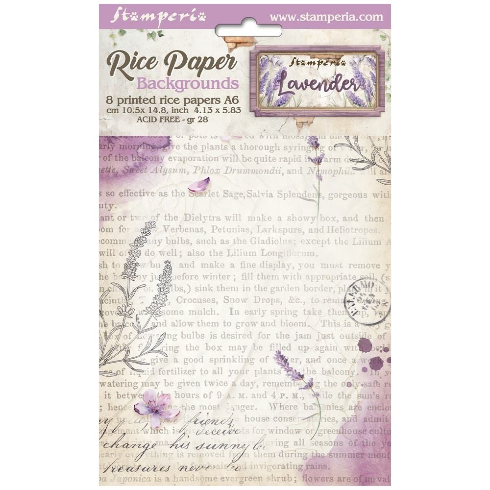 8 Carte di riso in A6 Backgrounds Lavender