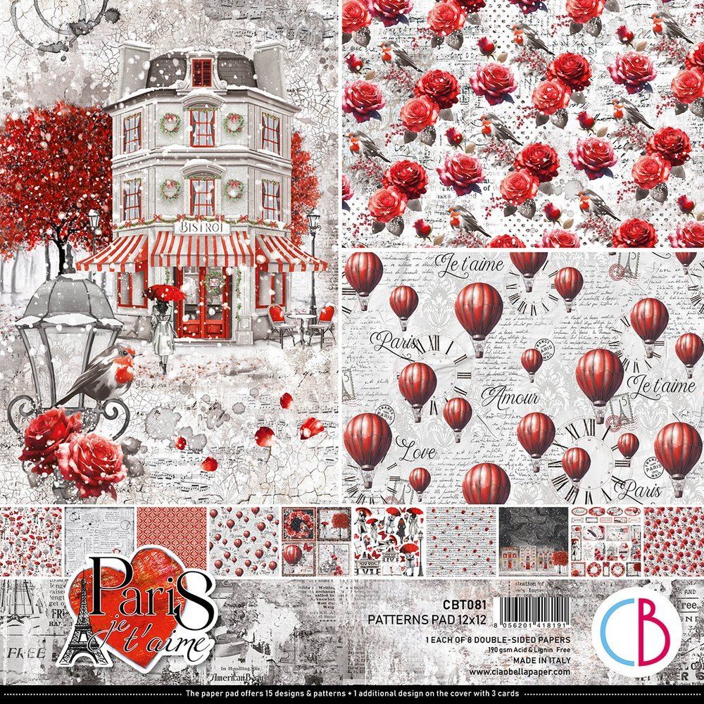 Blocchi di Carte Scrap Paris Je t’aime Pad 8