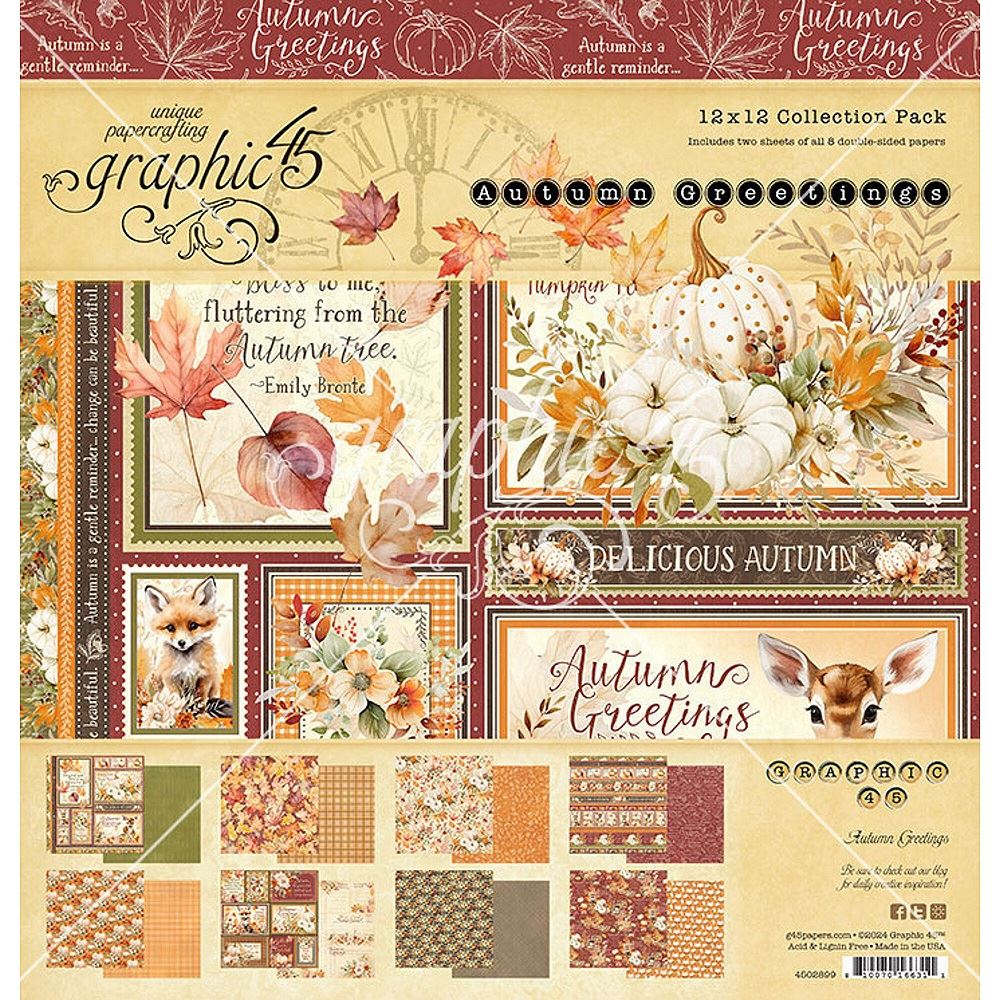 Blocco di Carte Scrap Autumn Greetings cm 30 x 30