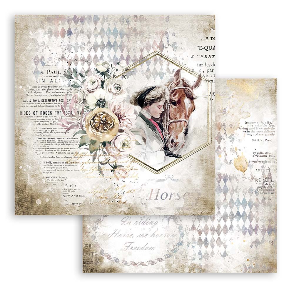 Blocco di Carte Scrap Romantic Horses cm 20 x 20 - Mondo Fai da Te