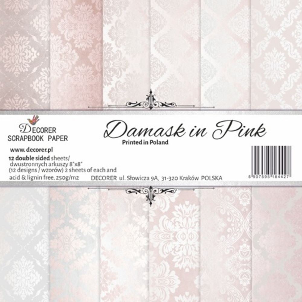 Blocco di carte Scrap Damask in Pink cm 20 x 20