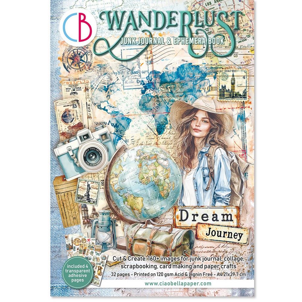 Junk Journal & Ephemera Book Wanderlust  A4