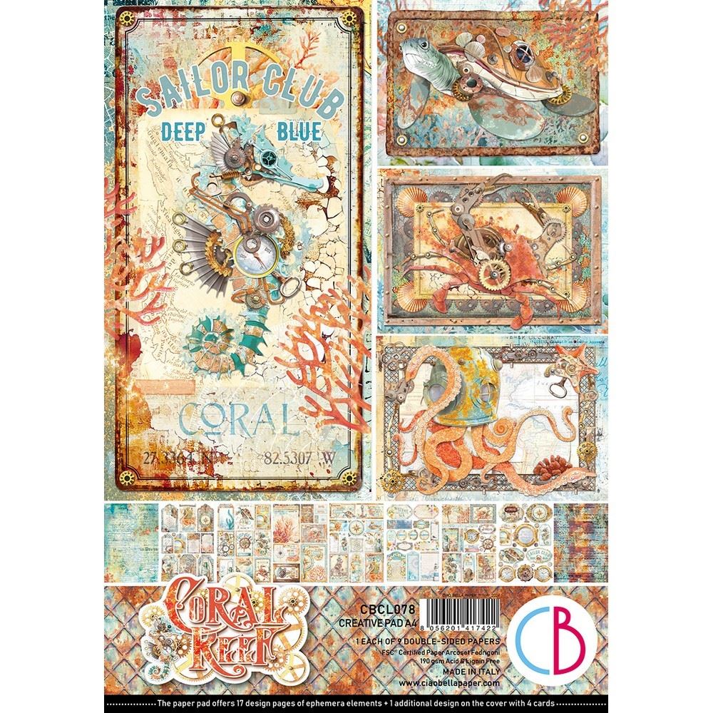 Blocco di cartoncini Scrap A4 Coral Reef