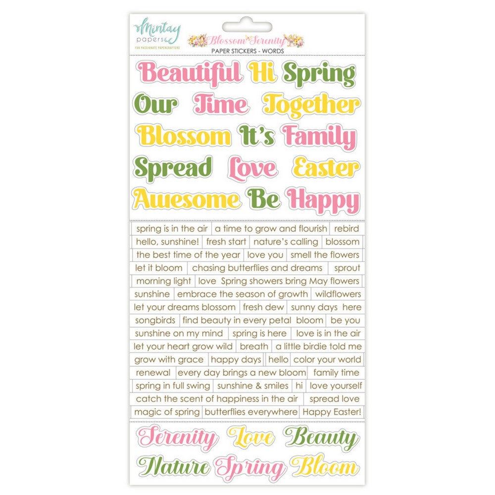 Blossom Serenity Paper Stickers Words