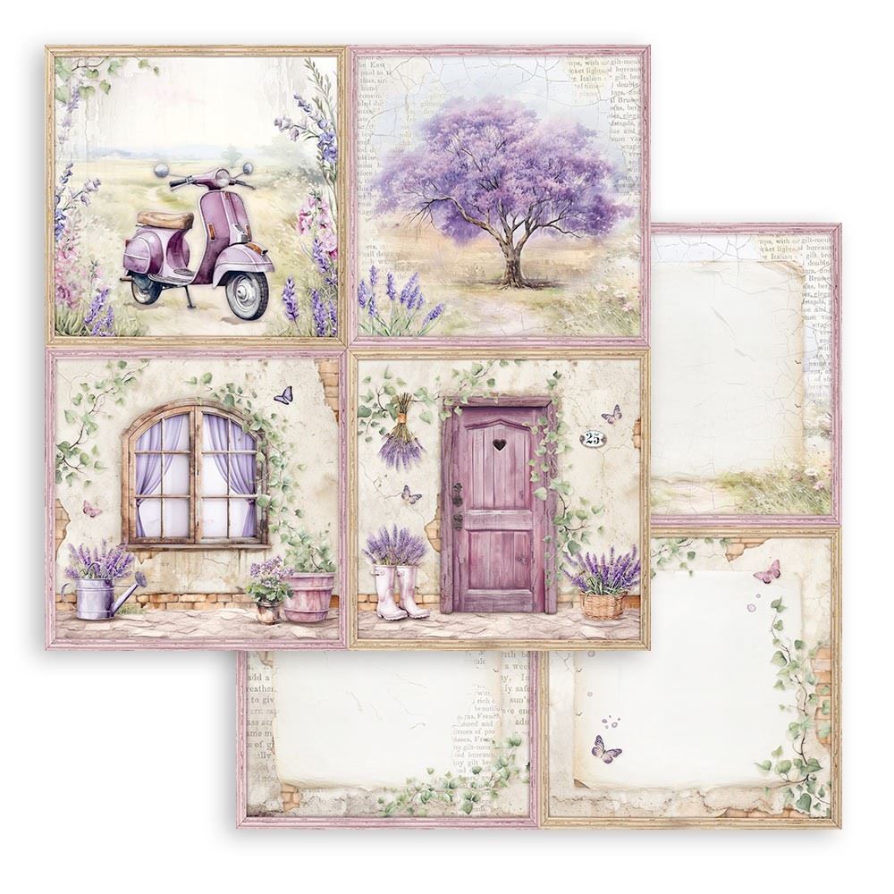 Carta Scrap Lavender 4 cards Stamperia