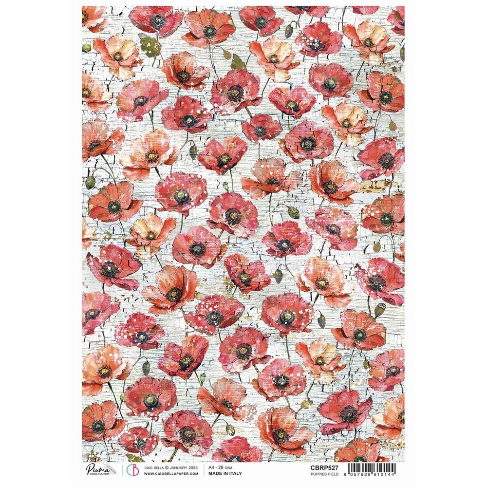 Carta di Riso Majestic Dream Poppies Field A4