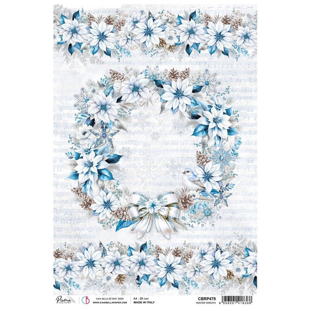 Carta di Riso Winter Wreath A4