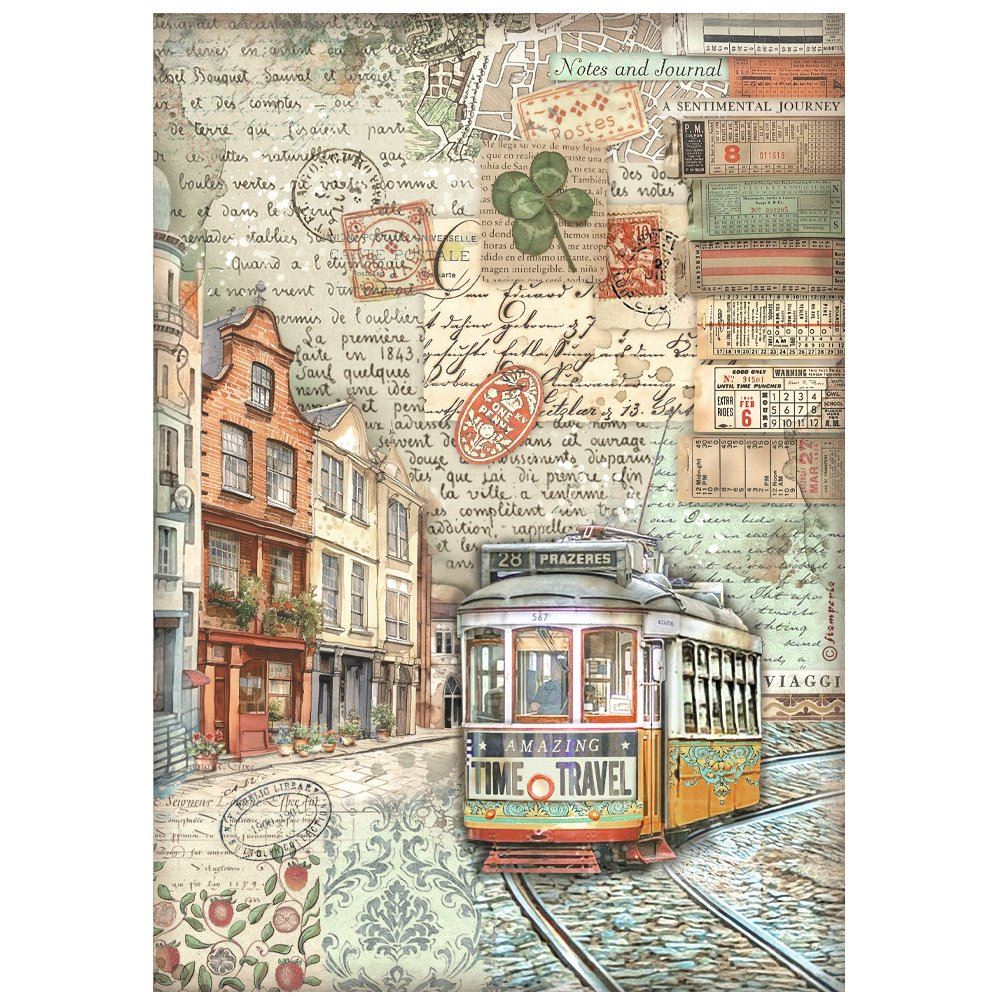 Carta di riso Art of Travelling tram Stamperia