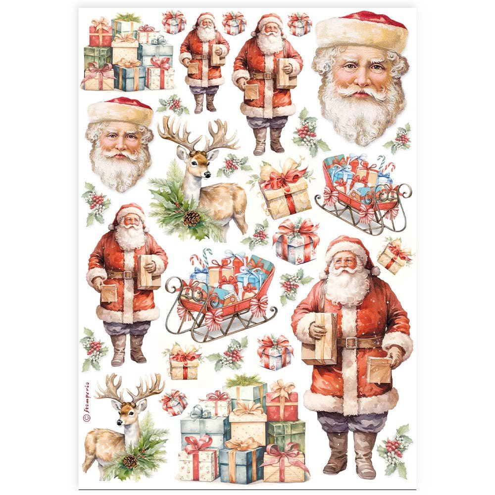 Carta di riso Classic Christmas Santa Claus Stamperia