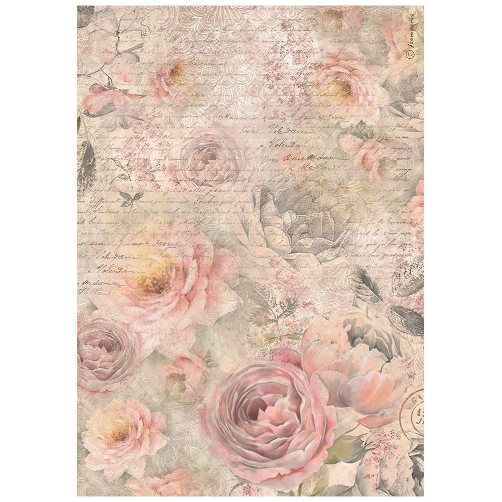 Carta di riso Shabby Rose sfondo rose Stamperia