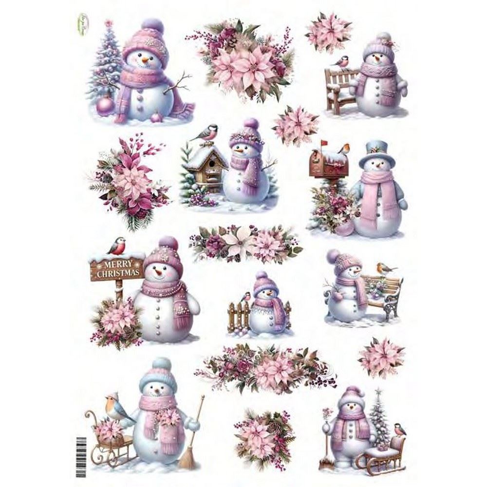 Carta di riso Snowman Rosa