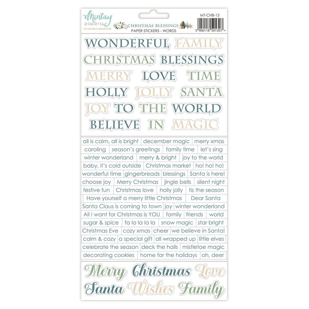 Christmas Blessings Paper Stickers Words