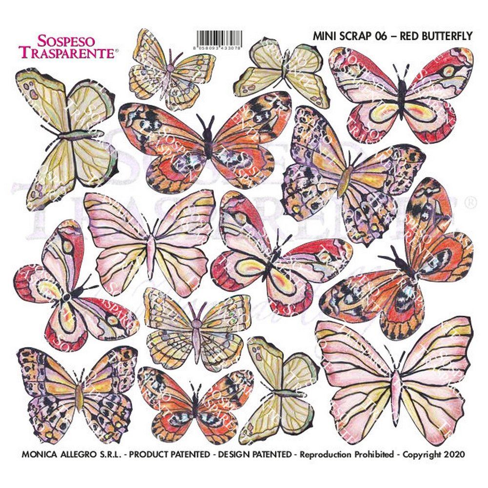 Pellicola Stampata Mini Scrap Red Butterfly