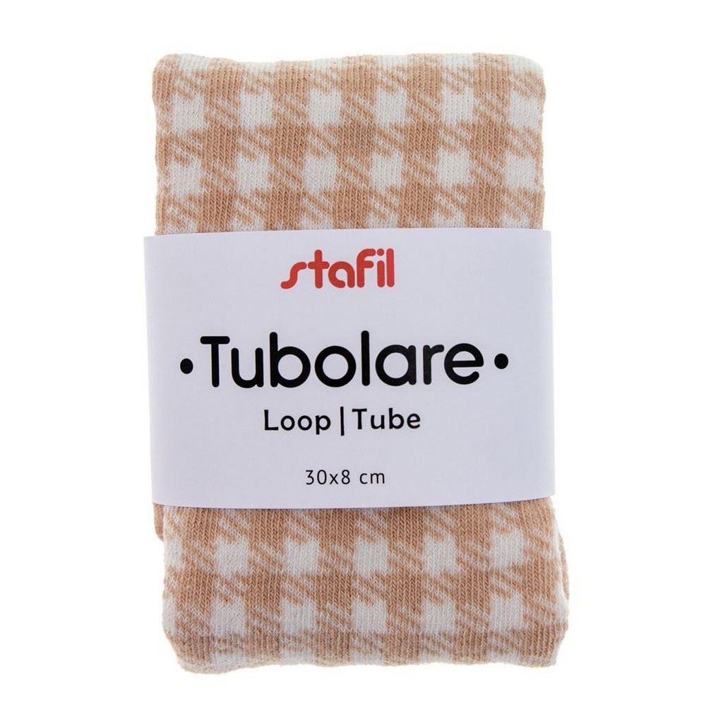 Tubolare gingam beige e bianco