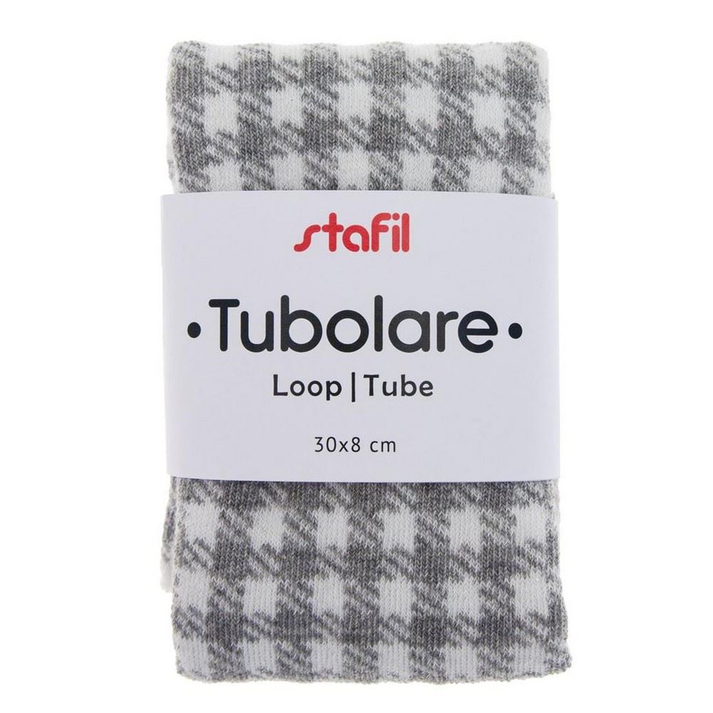 Tubolare gingam grigio e bianco