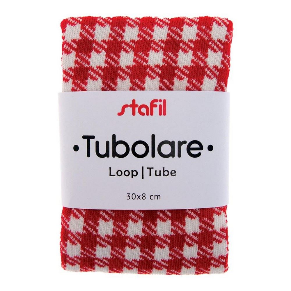 Tubolare gingam rosso e bianco